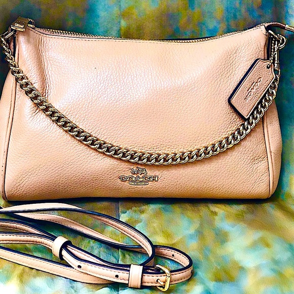 Coach Leather Crossbody Clutch Handbag Purse Gold - Picture 2 of 10